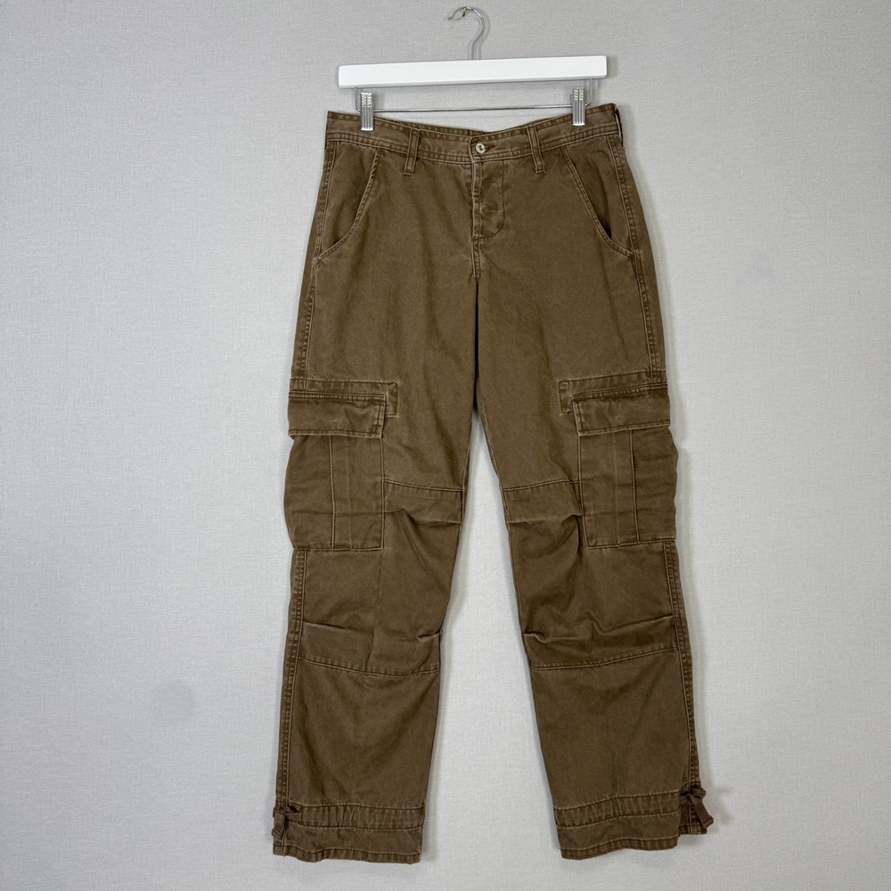 Sundance Cargo Pants Womens 6 Brown Cotton Utility Straight Leg Baggy Gorpcore - Picture 2 of 13